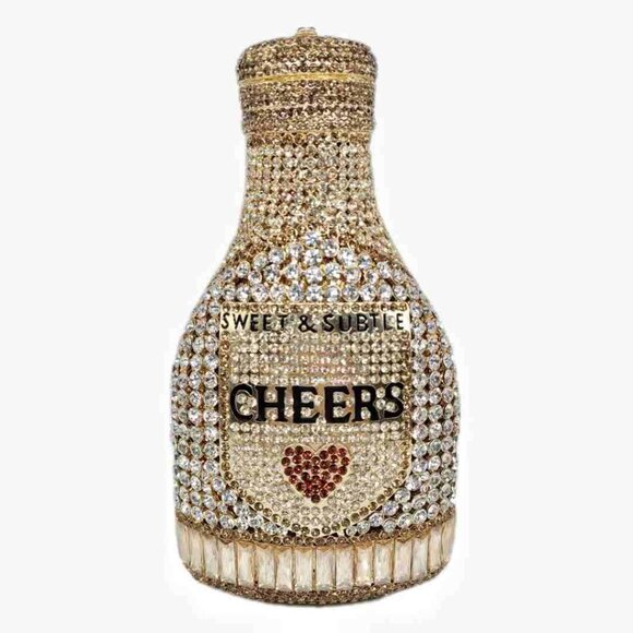 Sparkling Champagne Bottle Shaped Crystal Clutch Purse NWT - Picture 1 of 6
